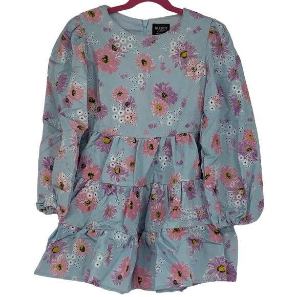 Bardot Junior Size 8 Blue Ella Broderie Dress Floral Embroidered Tiered I28-1 - Picture 2 of 10